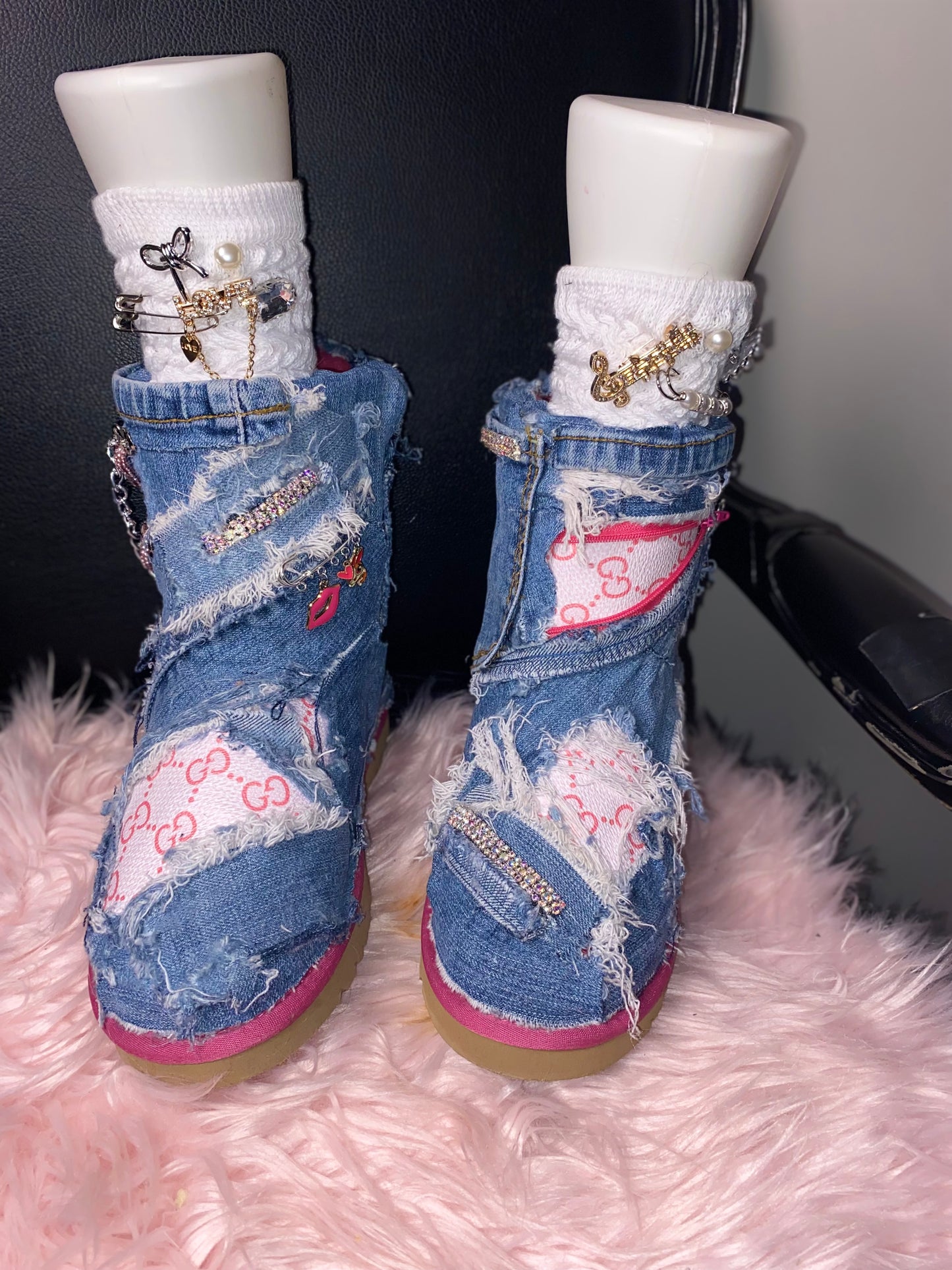 Custom Distressed Denim Boots – Handcrafted ItGirl Statement Footwear