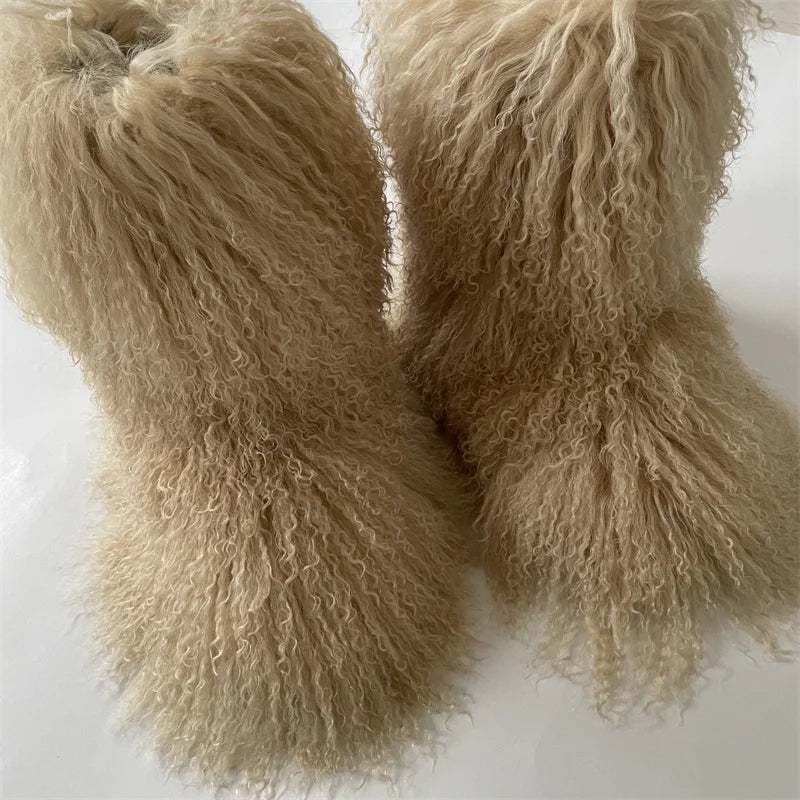 Real Mid-Length Mongolian Fur Boots