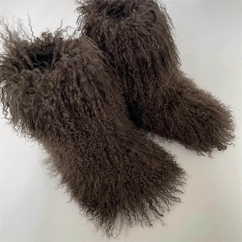 Real Mid-Length Mongolian Fur Boots